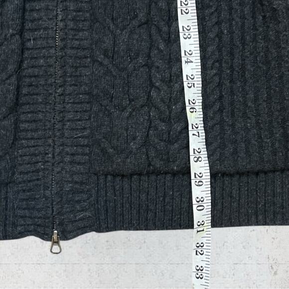 Woolrich Cable Knit Long Zipper Cardigan Faux Fur Trim Tie Waist Size XL - Picture 11 of 12